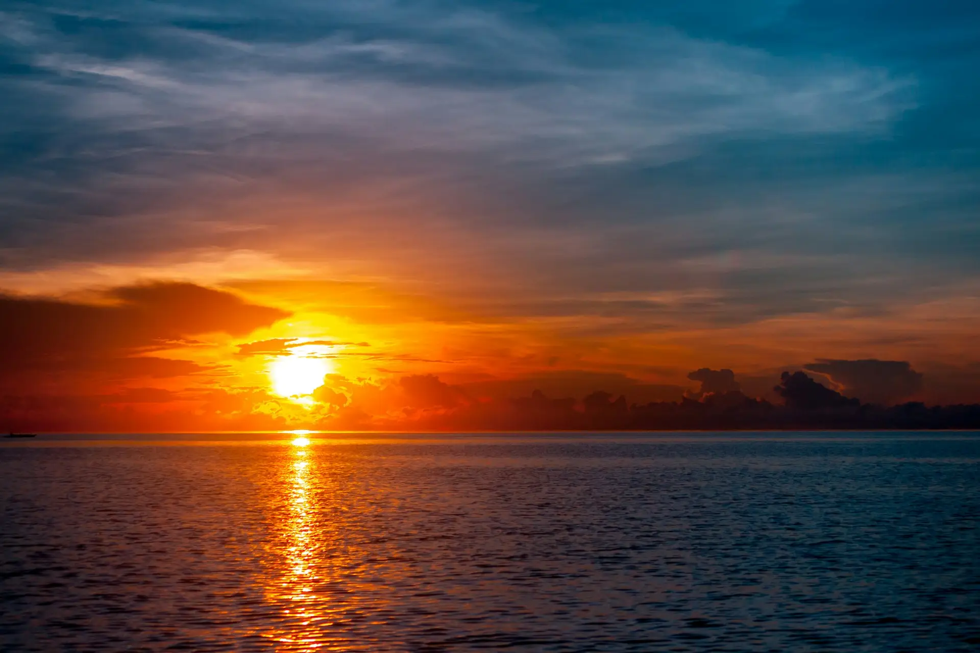 Sunset over the water in Palawan, Philippines