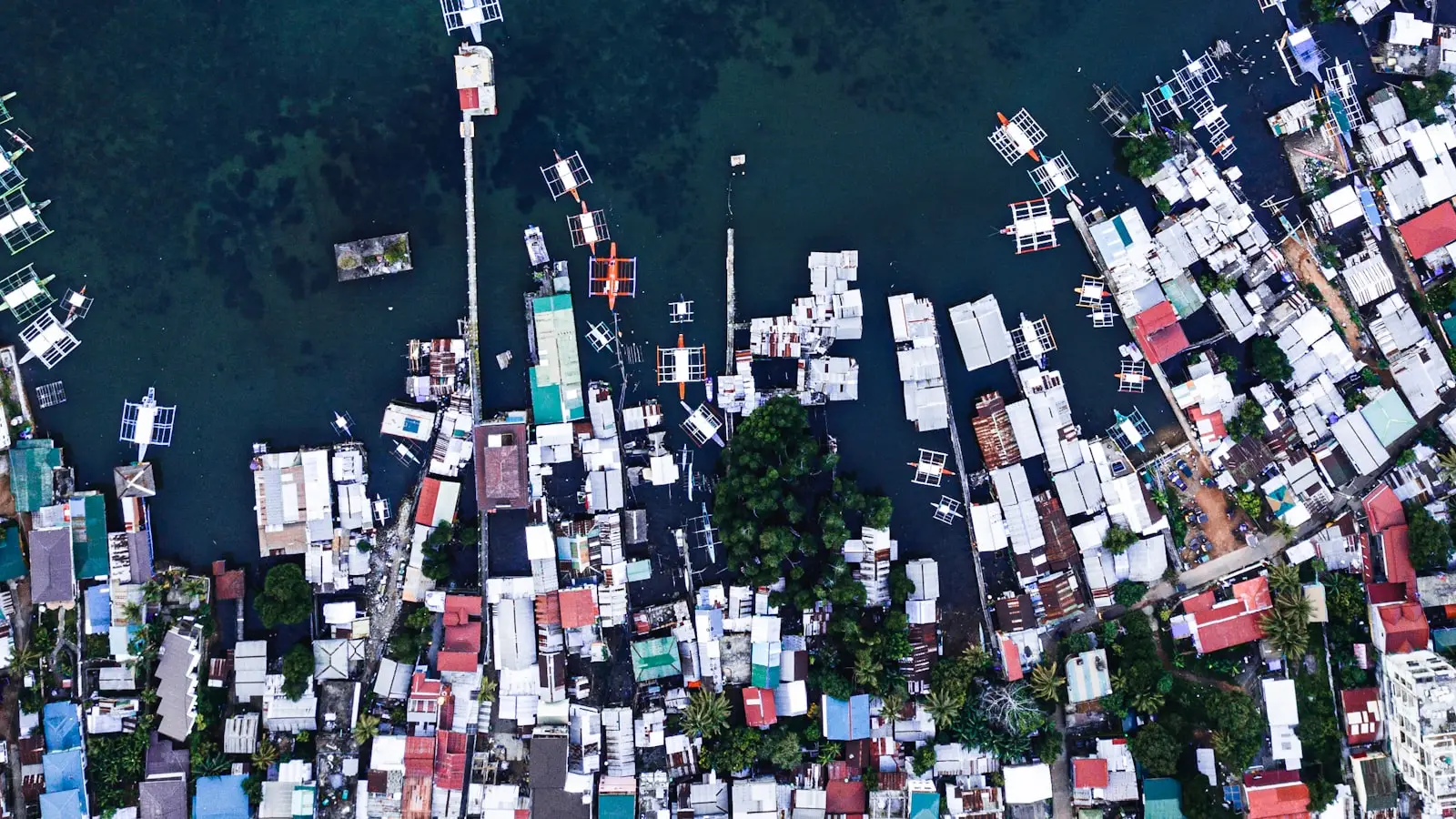 Bangka boats moored at Coron Town port, Busuanga, Palawan