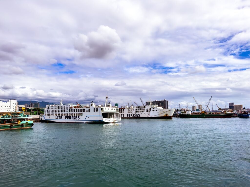 Ferry boats docked at the port in Cebu City, Philippines